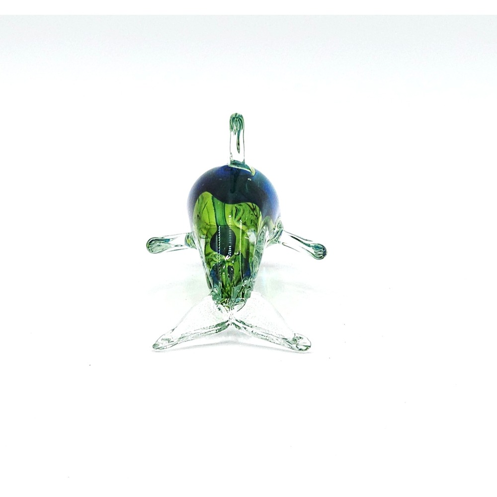Vintage Murano Sommerso Glass Dolphin Figurine Blue Green Italian Art Glass 6" - Picture 4 of 8
